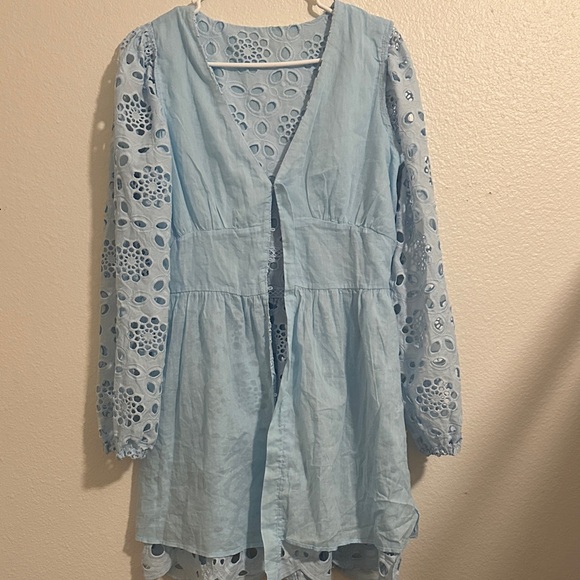 Layered with Love Size M Light Blue Eyelet Dress - Picture 10 of 12